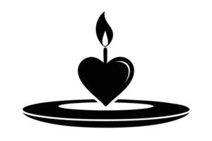Candle light on a plate silhouette icon vector