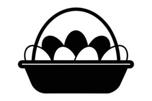 Easter eggs in a basket silhouette illustration vector