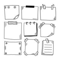 Hand drawn memo paper sheet icon set in flat style. Doodle sketch illustration on isolated background. Doodle page sign business concept. vector