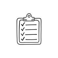 Hand drawn memo paper sheet icon in flat style. Checklist illustration on isolated background. To do list sign business concept. vector