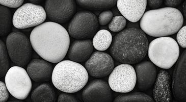 Varied collection of smooth stones in black and white, showcasing natural textures and shapes photo