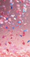 Colorful confetti cascading over a sparkling background in a festive celebration atmosphere photo
