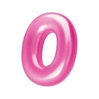 Number pink 0. Foil and chrome balloon number zero in 3d style. Realistic design elements isolated on white background. illustration vector