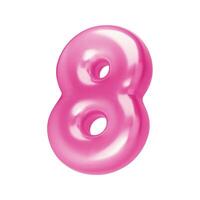 Number pink 8. Foil and chrome balloon number eight in 3d style. Realistic design elements isolated on white background. illustration vector
