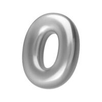 Number silver 0. Foil and chrome balloon number zero in 3d style. Realistic design elements isolated on white background. illustration vector