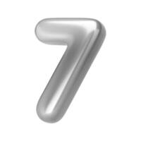 Number silver 7. Foil and chrome balloon number seven in 3d style. Realistic design elements isolated on white background. illustration vector