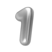 Number silver 1. Foil and chrome balloon number one in 3d style. Realistic design elements isolated on white background. illustration vector