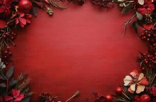 Vibrant floral arrangement on a bold red background creates a festive atmosphere for celebrations photo