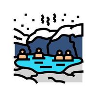 taking dip hot spring winter color icon illustration vector