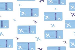 Seamless pattern of plane tickets. Boarding pass for the plane. vector