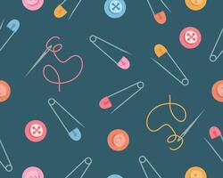 seamless pattern using sewing tools. Illustration of safety pins and buttons. illustration vector
