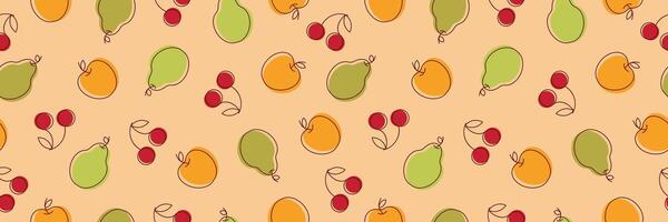 Fruit pattern. Seamless pattern with cherries, apples, pears. Colorful pattern. . illustration vector