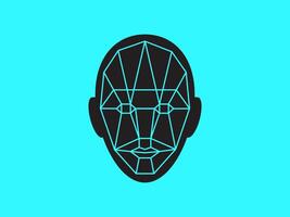 Icon of identity biometric verification sign. Face recognition system. Scanning grid tehnology symbol. vector