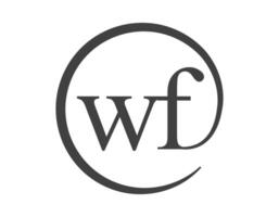 WF logo from two letter with circle shape email sign style. W and F round logotype of business company vector