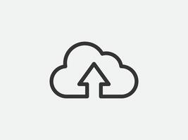 Technology icon cloud computing connection. Big data global server. Line design symbol. vector