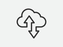 Technology icon cloud computing connection. Big data global server. Line design symbol. vector