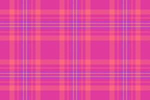 Nostalgic fabric textile texture, woven check plaid. Lady tartan seamless pattern background in pink and red colors. vector