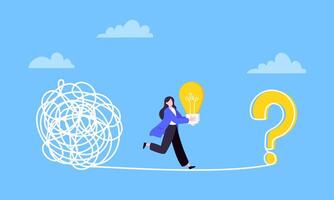 Understanding problem solution simplify challenge flat style design illustration. vector