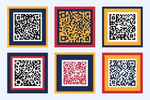 QR code scan icon set for smartphone scanning, marketing, mobile app. Collection of modern colourful QR codes vector