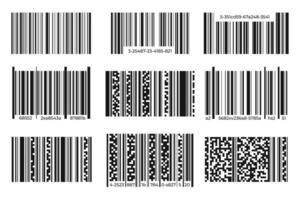 Bar code icon collection. Modern black product code bar labels isolated on white background vector