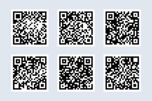 QR code scan icon set for smartphone scanning, marketing, mobile app. Collection of black modern QR codes vector