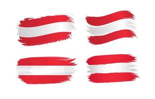 Set of isolated paintbrush strokes with Austrian flag background. Drawing style creative flag of Austria artistic collection. Tourist symbol. Business concept. Happy National Day 3D graphic concept vector