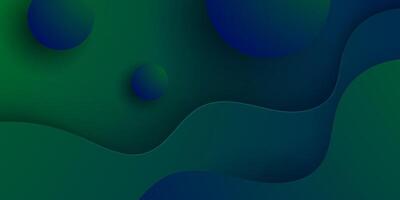 Abstract geometric gradient wave dark green and blue gradient background with shadow. Green modern design on dark background for poster, banner, and business card . vector