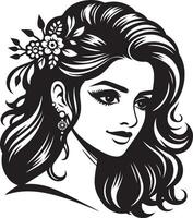 Minimalist Indian Woman Portrait Design, Simplistic Line Drawing in Style vector