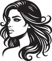 Clean and Minimalist Indian Woman Portrait, Simplified Line Art in Black and White vector