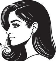 Clean and Simplified Line Drawing of Indian Woman, Minimalist Art in Black and White vector