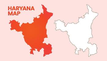 Haryana State Map Outline in Red and White on Light Background Illustration Design vector