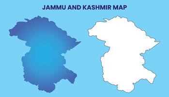 Outline and Blue Map of Jammu and Kashmir Region Illustration for Reference and Design Use vector