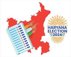 Haryana Assembly Election 2024 Illustration with Map and Voting Machine Design vector