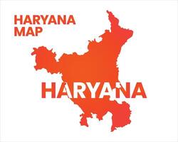 Haryana State Map Illustration in Red Gradient with Bold Text for Geographical Awareness vector