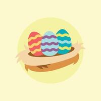 Easter eggs in a nest on a yellow background vector