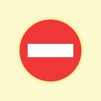 A red and white no entry sign on a yellow background vector