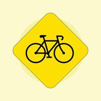 A yellow sign with a bicycle on it vector