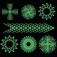 Set of green dots on black background vector