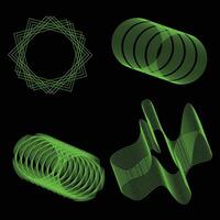 A set of four green circles on a black background vector