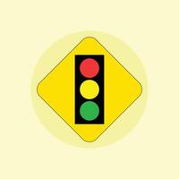 A traffic light is shown on a yellow background vector