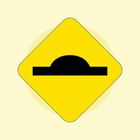A yellow sign with a black object on it vector