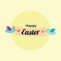 Happy easter card with two birds and a ribbon vector
