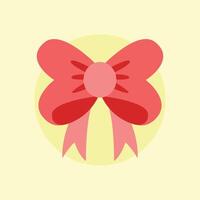 A pink bow with a red ribbon on a yellow background vector