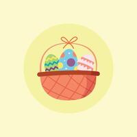 Easter basket with eggs flat design illustration vector