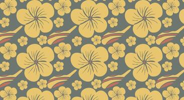 A yellow and orange flower pattern on a gray background vector