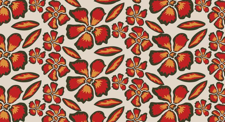 A pattern with red and orange flowers