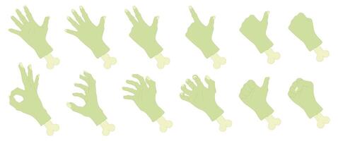 zombie hand collection with various gestures vector