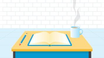 pov table with books and coffee vector