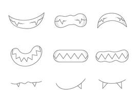 various kinds of mouths with fangs vector