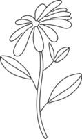 A flower is drawn in black and white on a white background vector